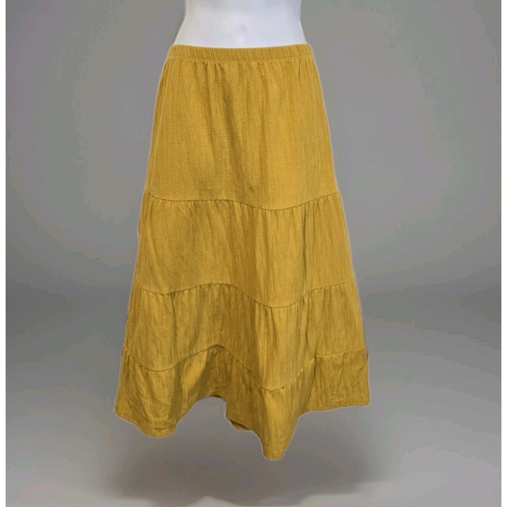 Chelsea & Theodore Women's Tiered Skirt Crepe Textured Maxi Elastic Waist Large